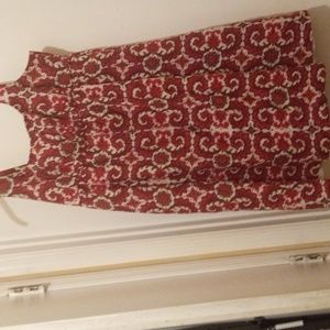Floral pink,red and white short sleeved dress with zipper in the back